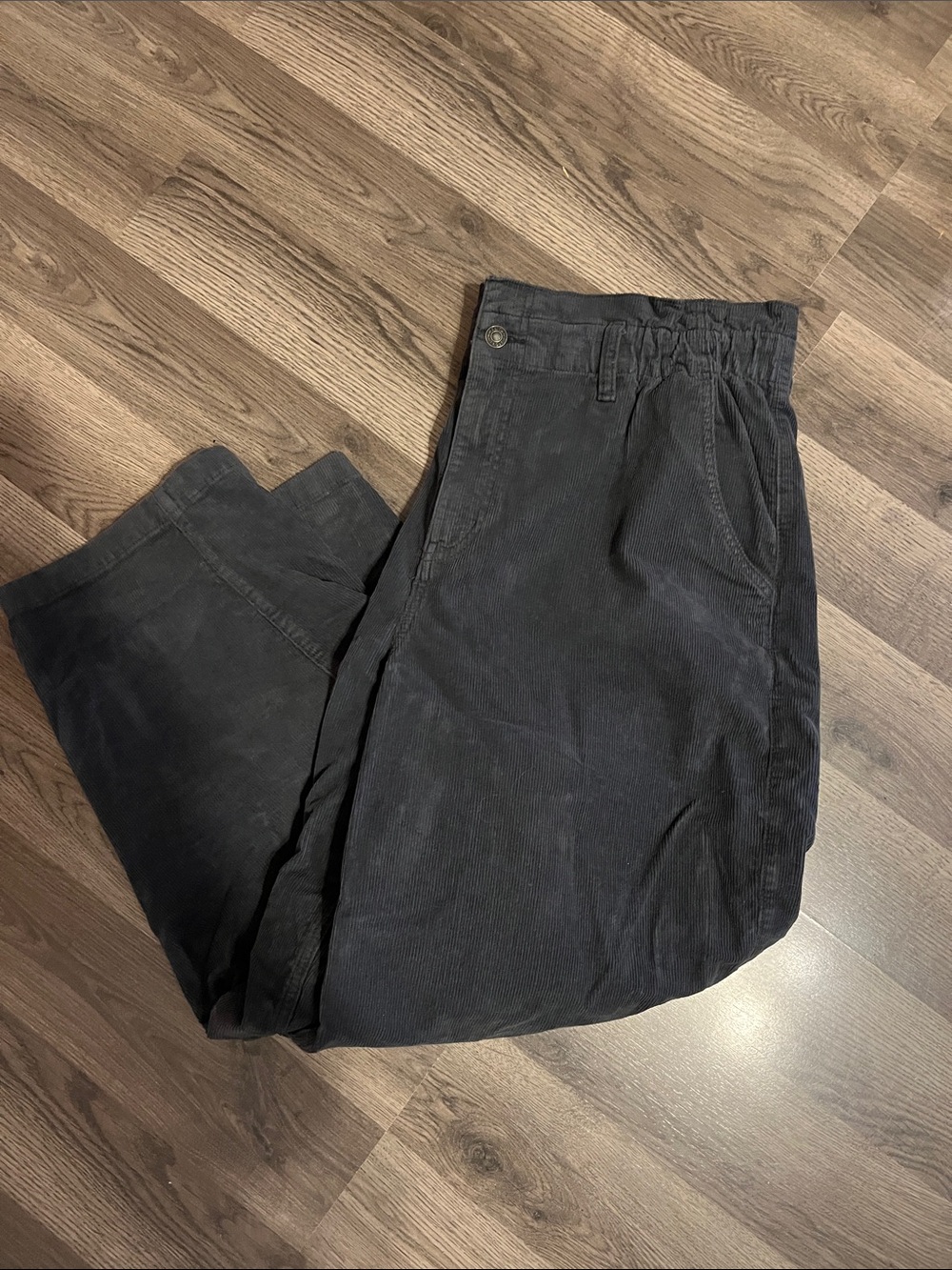 Women's grey paper bag balloon Corduroy High-Waist Pants